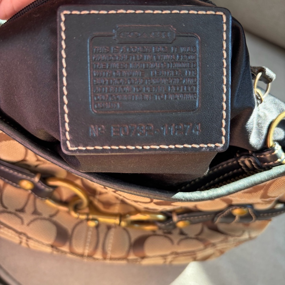 Vintage Coach Signature Brown Black Shoulder Monogrammed Ergo Hobo Bag Y2K - Picture 7 of 17